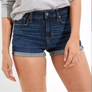 American Eagle Dark Wash Denim Shortie Shorts - Size 0